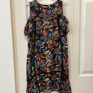 Girls Rainbow off the shoulder Butterfly Print Casual Dress